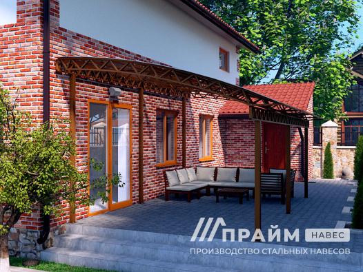 Прозрачный навес примыкающий к дому над террасой №15 - фото 832